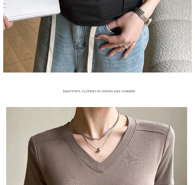 Women V Neck Short Sleeve T-Shirt White — feature 23