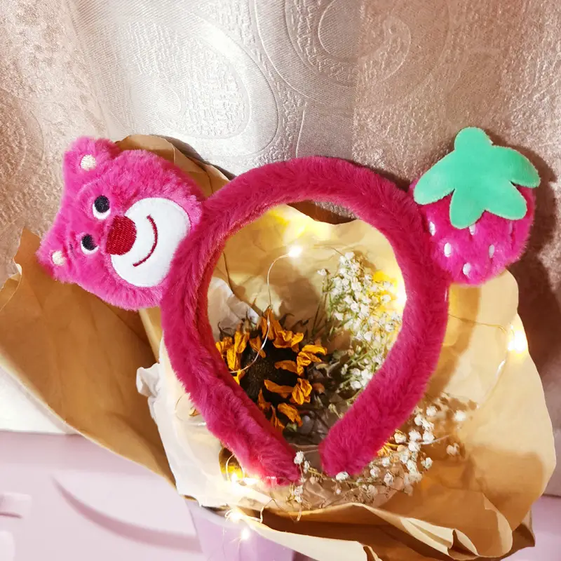 Pink Bear Hairband with Face Wash & Mobile Holder - Image 4
