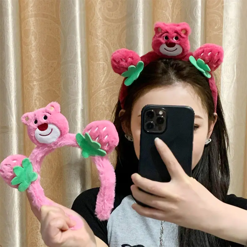 Pink Bear Hairband with Face Wash & Mobile Holder - Image 5