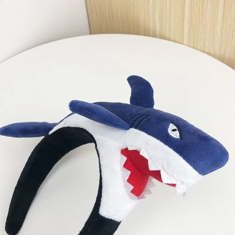Cute Shark Hairband for Kids & Adults Plush Blue Black - Image 4