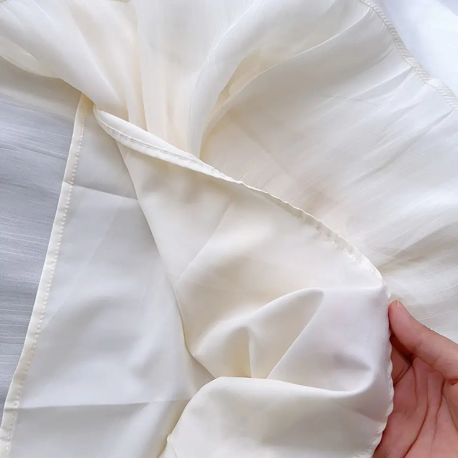 White A-Line Tulle Skirt Large Size Summer Wear — feature 11