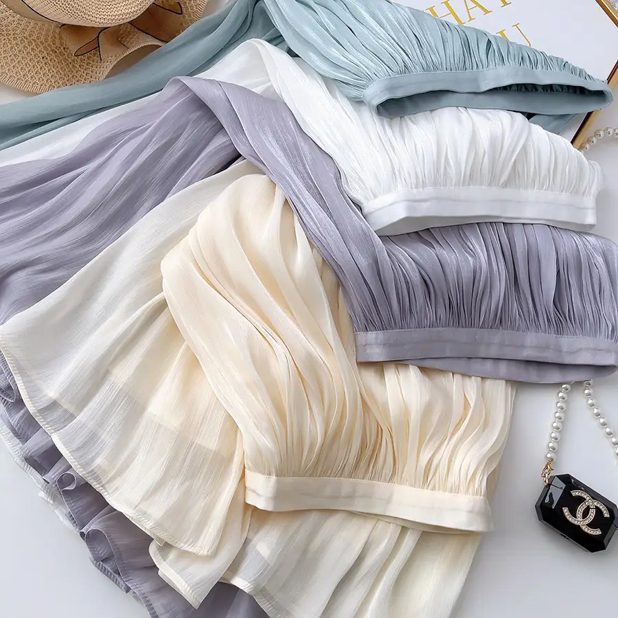 White A-Line Tulle Skirt Large Size Summer Wear — feature 13