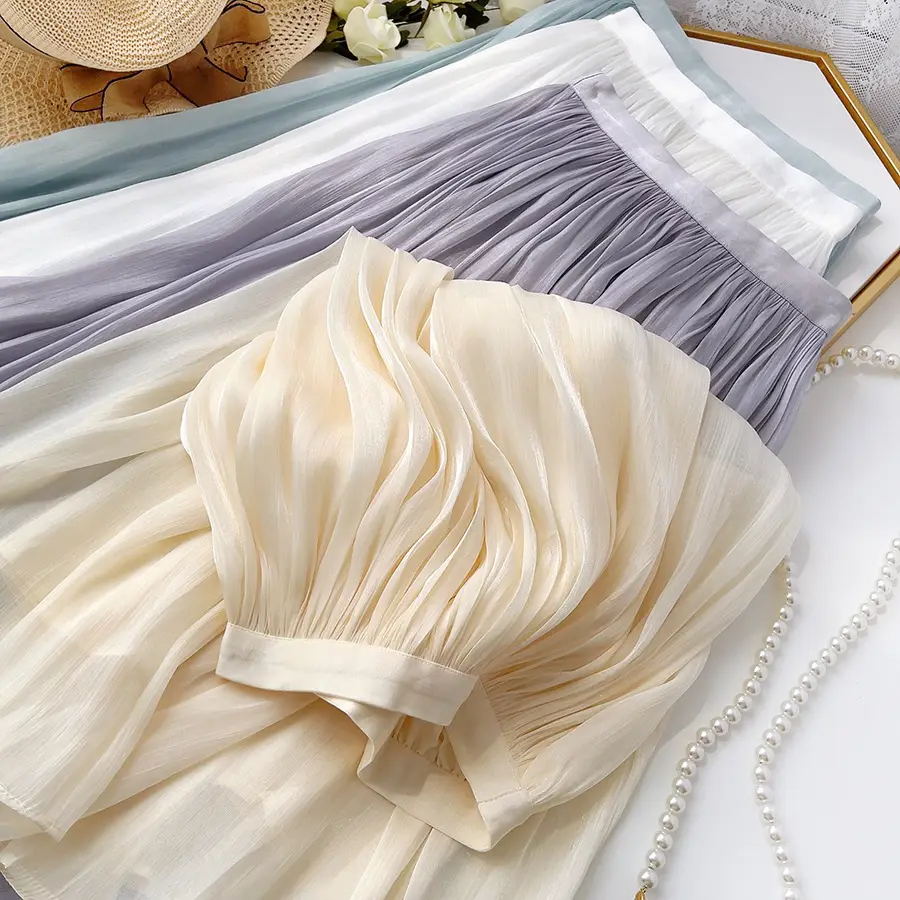 White A-Line Tulle Skirt Large Size Summer Wear — feature 16