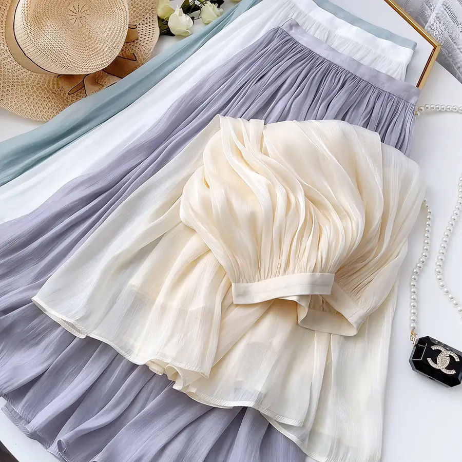 White A-Line Tulle Skirt Large Size Summer Wear — feature 4