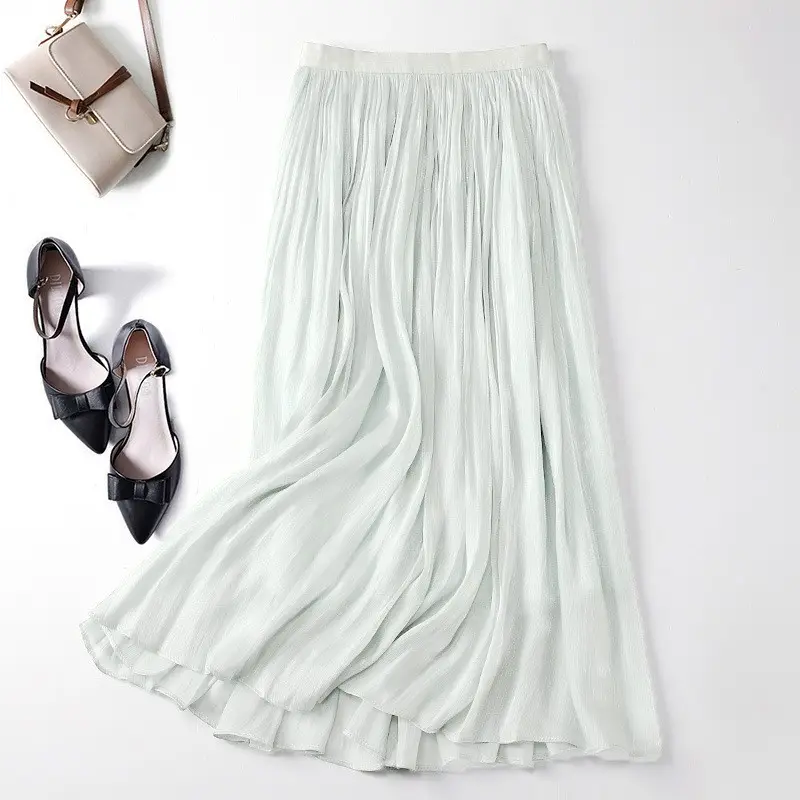 White A-Line Tulle Skirt Large Size Summer Wear