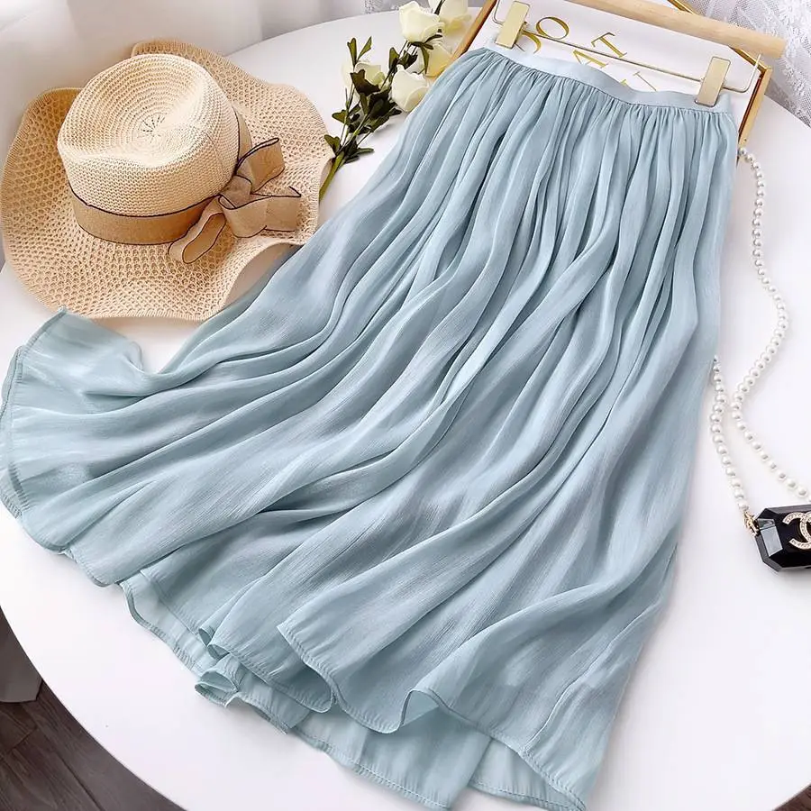 White A-Line Tulle Skirt Large Size Summer Wear