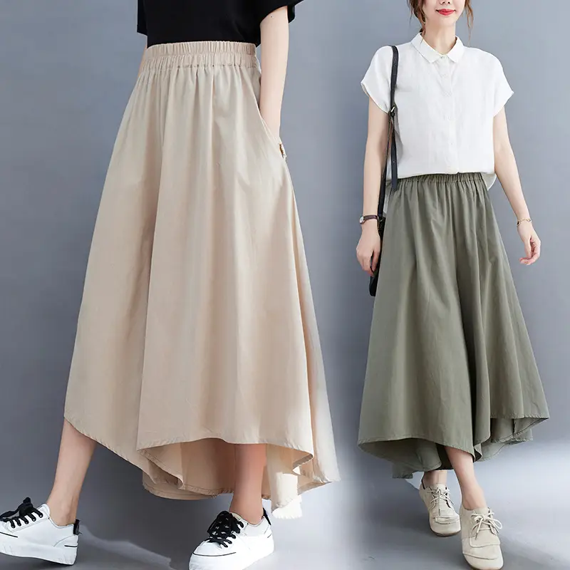 Women Wide Leg Culottes Black 2025 Summer
