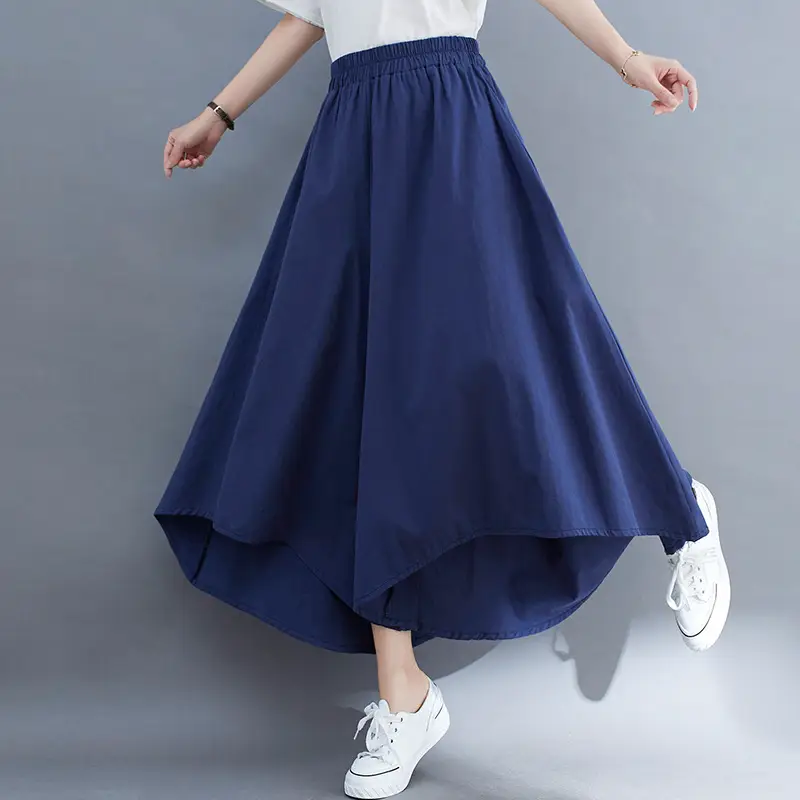 Women Wide Leg Culottes Black 2025 Summer