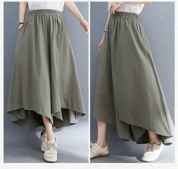 Women Wide Leg Culottes Black 2025 Summer — feature 17
