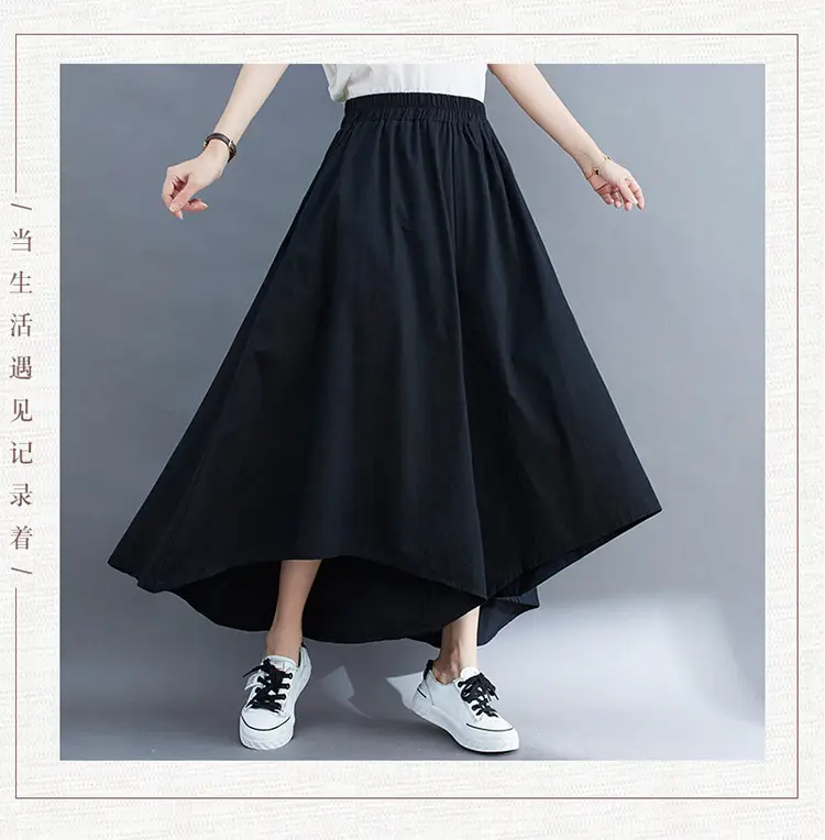 Women Wide Leg Culottes Black 2025 Summer — feature 24