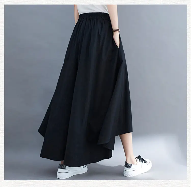 Women Wide Leg Culottes Black 2025 Summer — feature 25