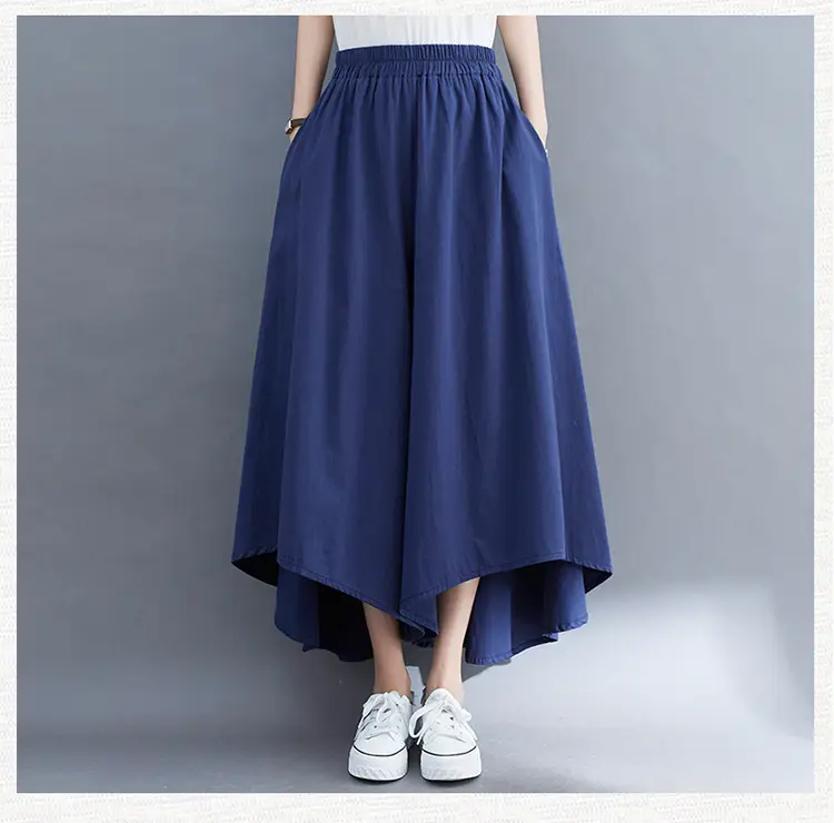 Women Wide Leg Culottes Black 2025 Summer — feature 27