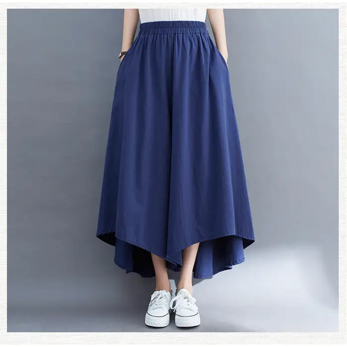 Women Wide Leg Culottes Black 2025 Summer