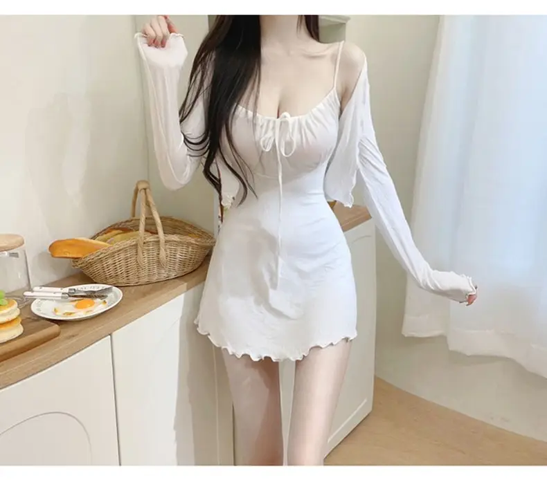 White Slim Fit Two-Piece Nightwear Set for Women — feature 9