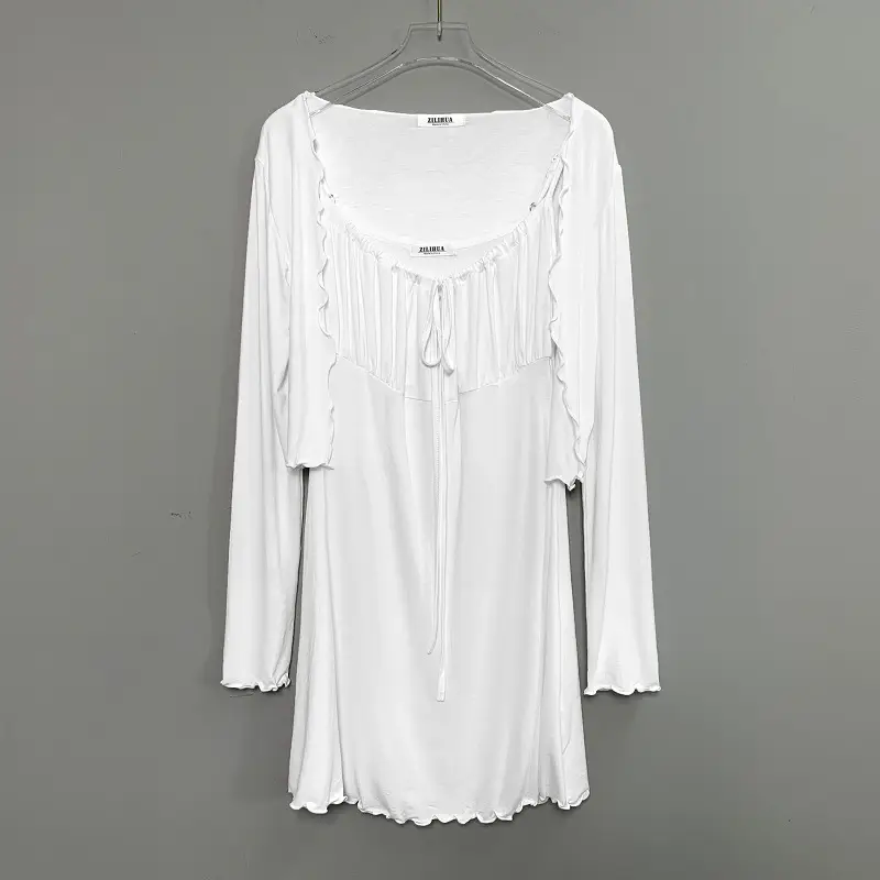 White Slim Fit Two-Piece Nightwear Set for Women - Image 2