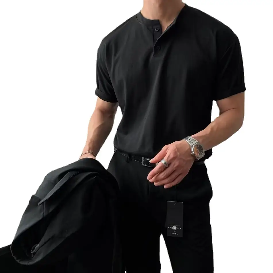 Men's American Style Polo Shirt Olive Green Short Sleeve - Image 8