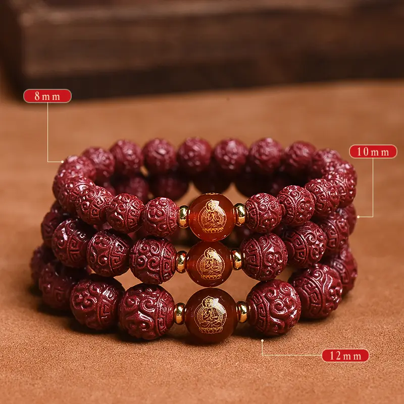 Red Raw Ore Buddhist Beads Bracelet for Men Women - Image 4