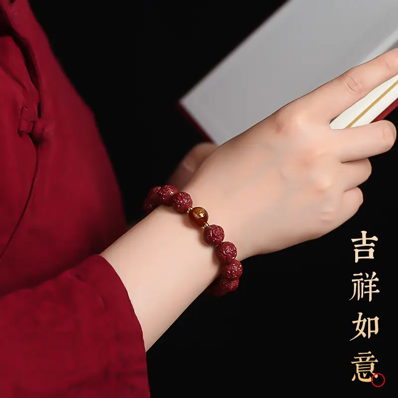 Red Raw Ore Buddhist Beads Bracelet for Men Women - Image 5