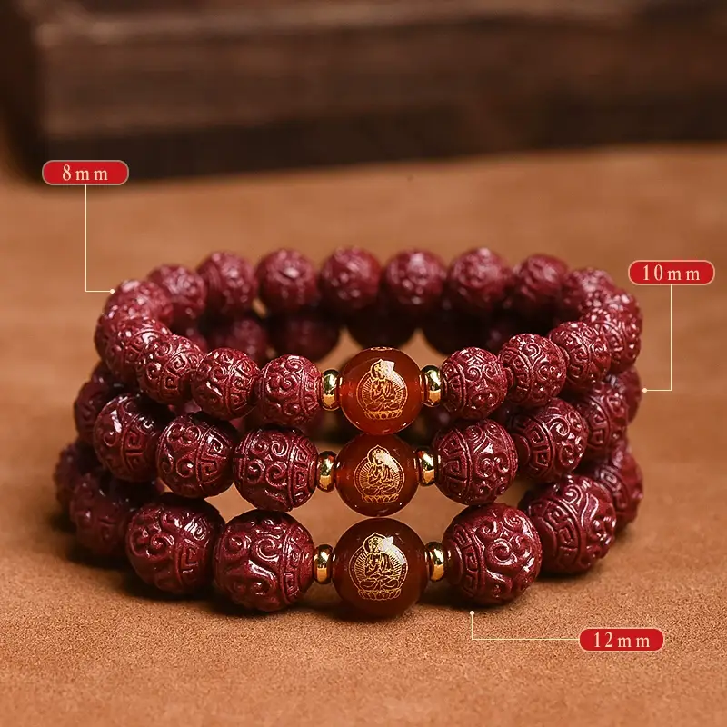 Red Raw Ore Buddhist Beads Bracelet for Men Women — feature 3