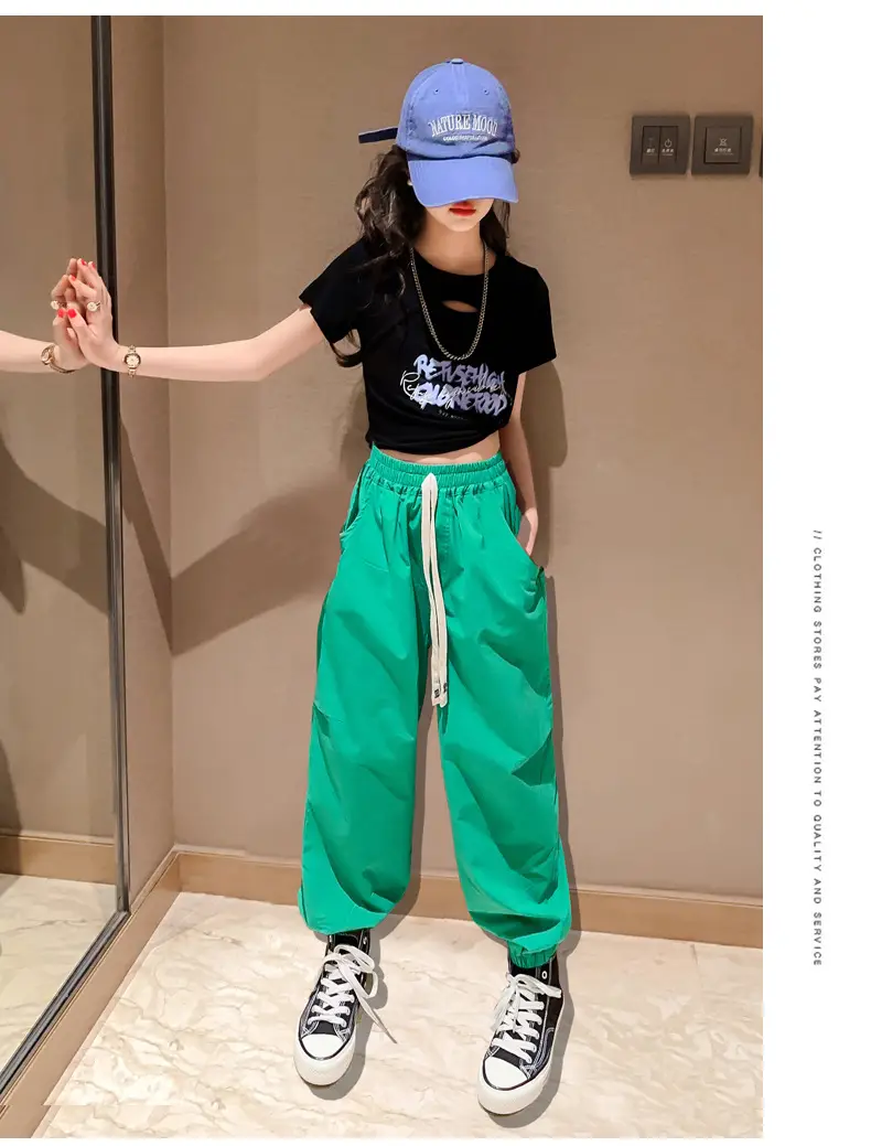 Girls Hip-Hop Dance Suit Pink Crop Top High Heel Hat — feature 17