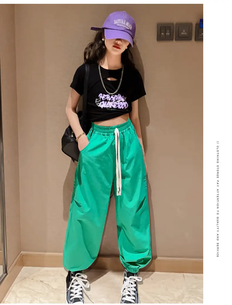 Girls Hip-Hop Dance Suit Pink Crop Top High Heel Hat — feature 19