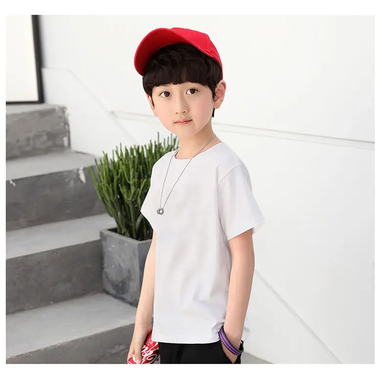 Children's White Cotton T-Shirt Short Sleeve Boys Girls — feature 2