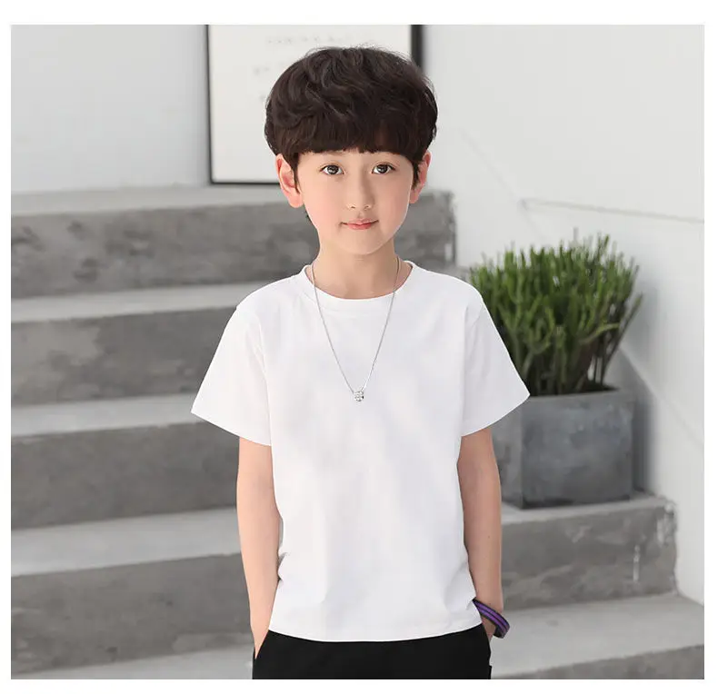 Children's White Cotton T-Shirt Short Sleeve Boys Girls — feature 4