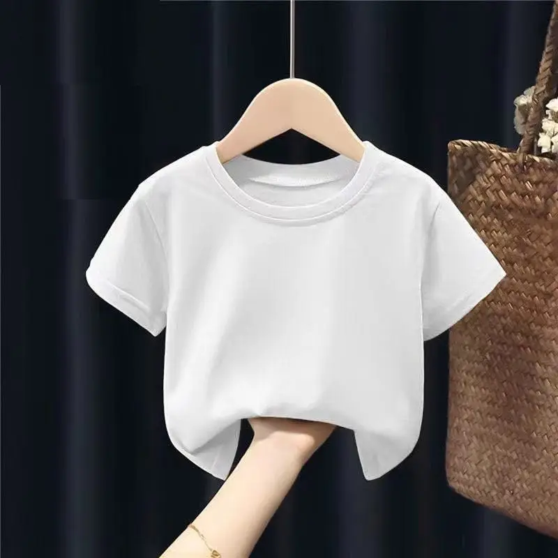 Children's White Cotton T-Shirt Short Sleeve Boys Girls — feature 9