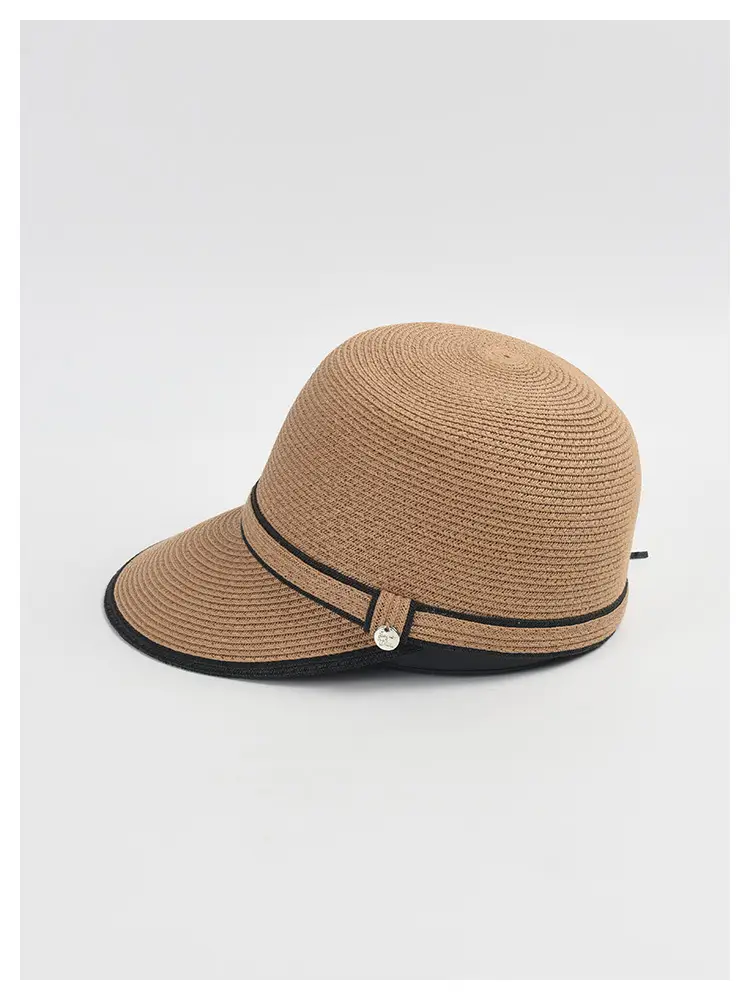 Women Straw Sun Hat with Black Trim — feature 10