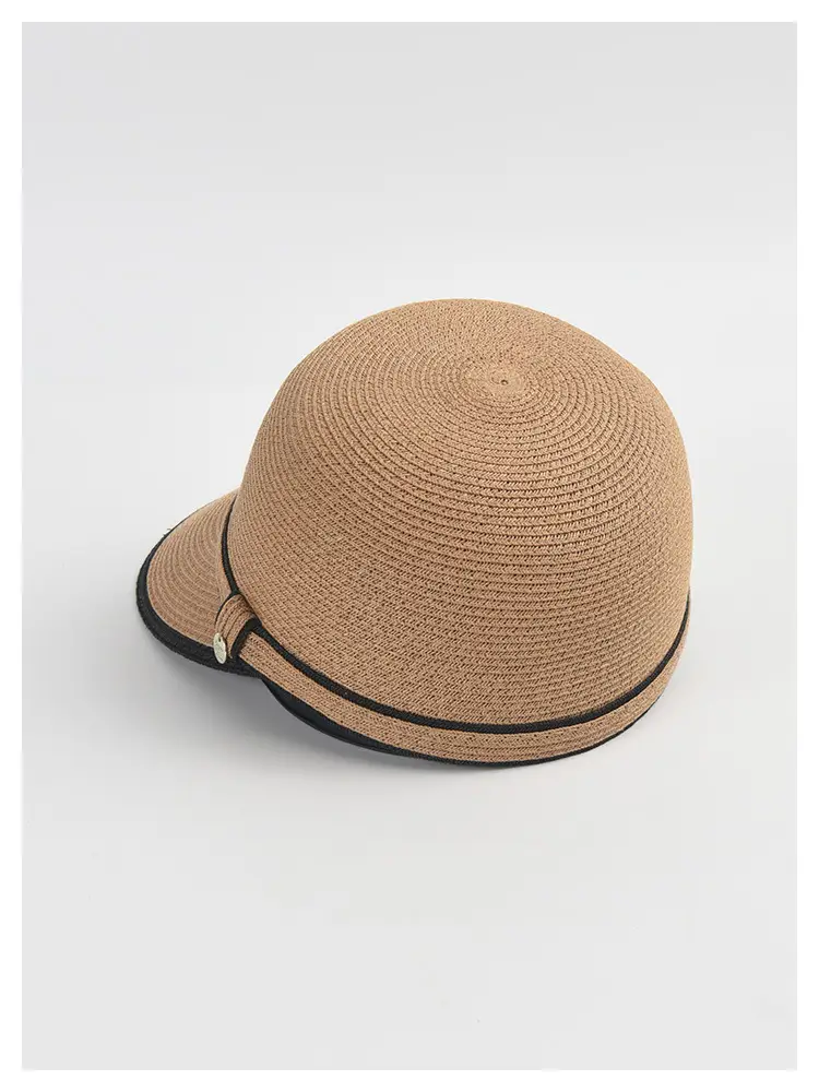 Women Straw Sun Hat with Black Trim — feature 11