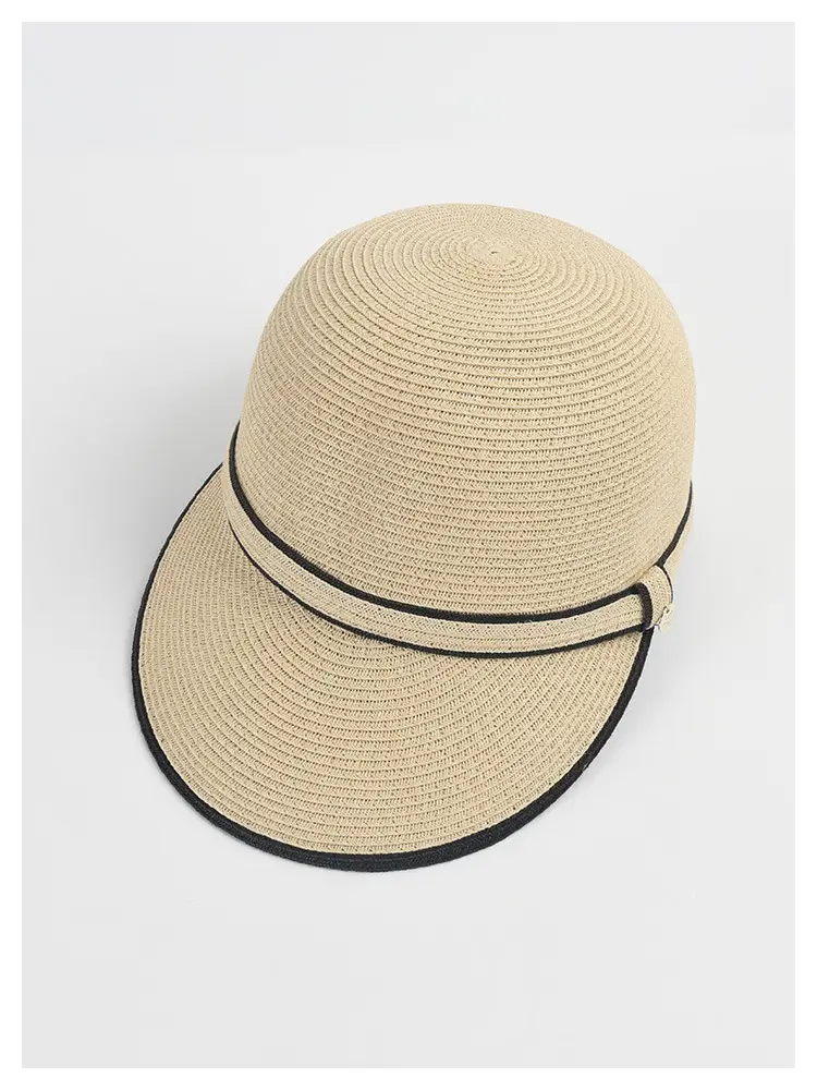 Women Straw Sun Hat with Black Trim — feature 12