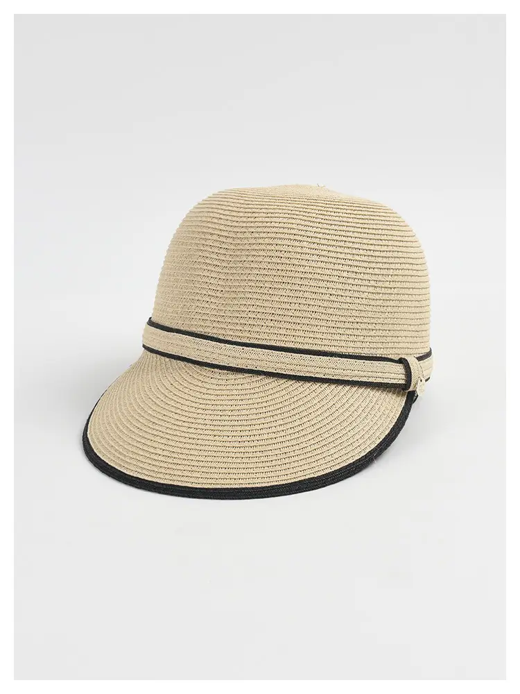 Women Straw Sun Hat with Black Trim — feature 13