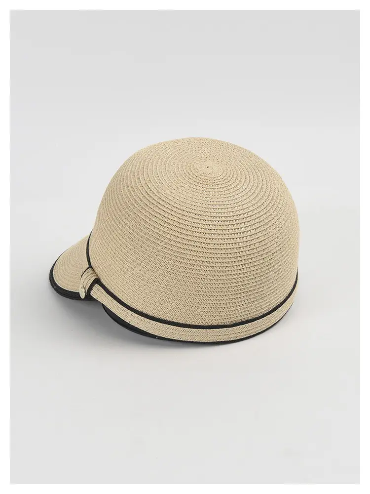 Women Straw Sun Hat with Black Trim — feature 15