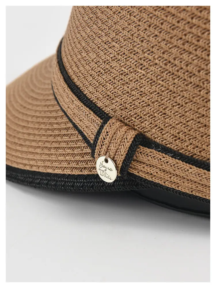 Women Straw Sun Hat with Black Trim — feature 17