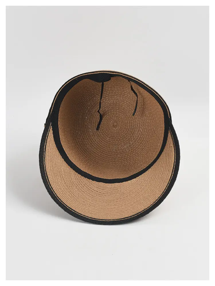 Women Straw Sun Hat with Black Trim — feature 18