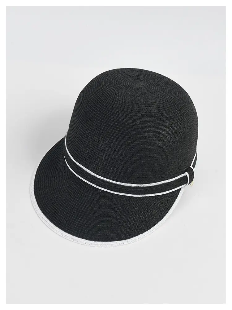 Women Straw Sun Hat with Black Trim — feature 4