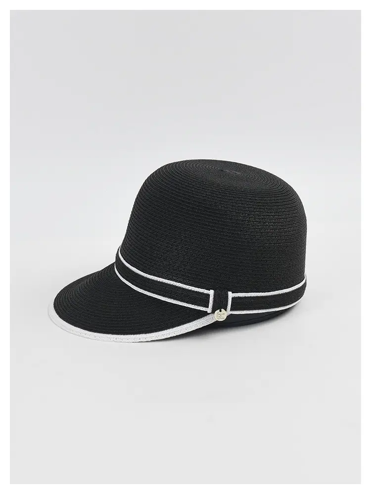 Women Straw Sun Hat with Black Trim — feature 6