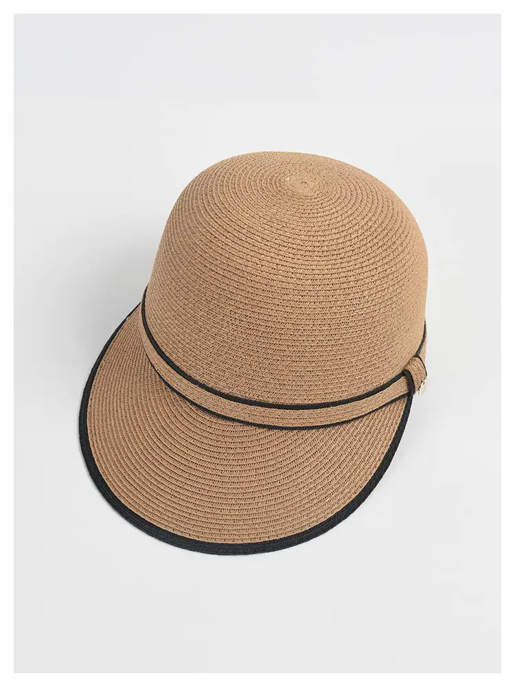 Women Straw Sun Hat with Black Trim — feature 8