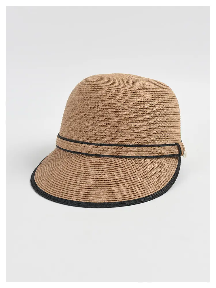Women Straw Sun Hat with Black Trim — feature 9