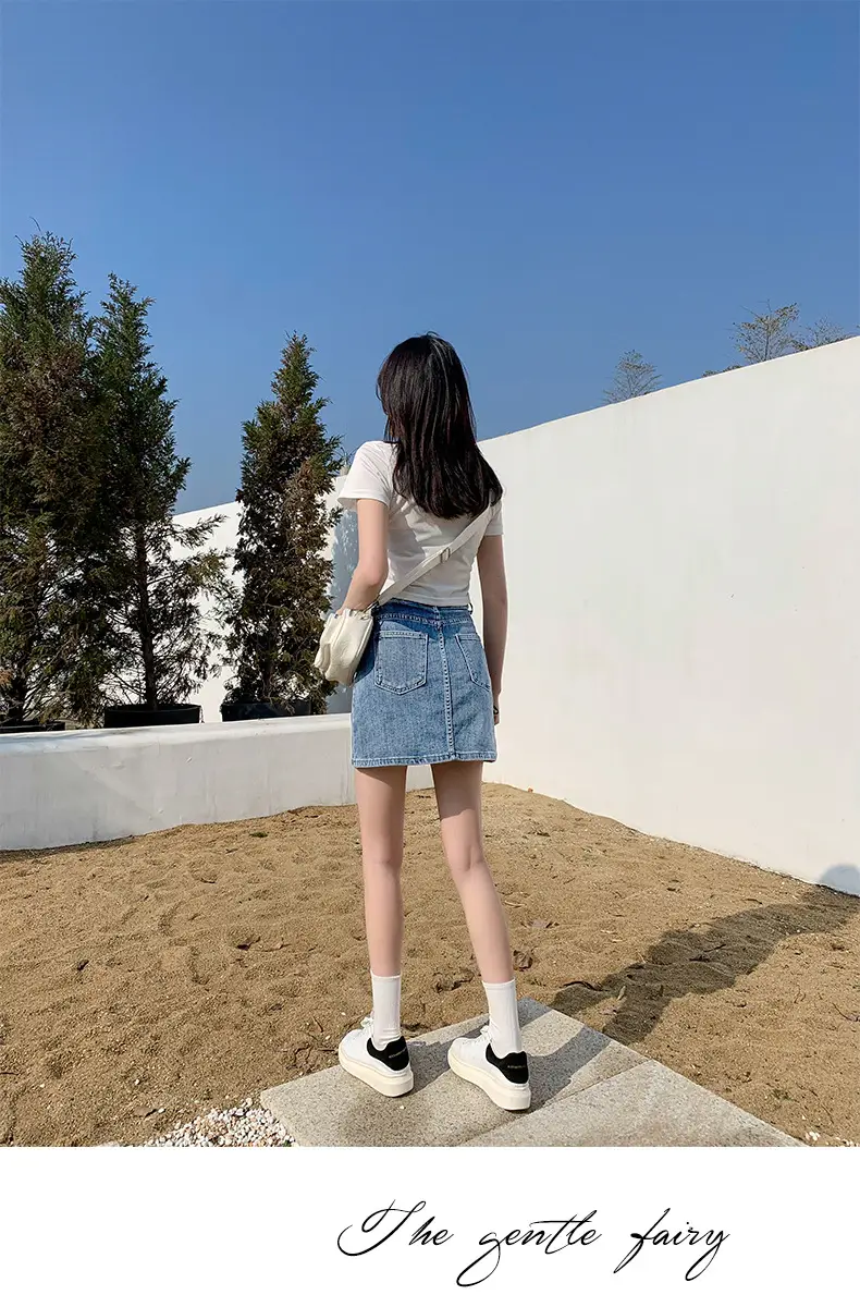 New Summer Korean Style Denim Skirt High Waist Short Hip Skirt — feature 5