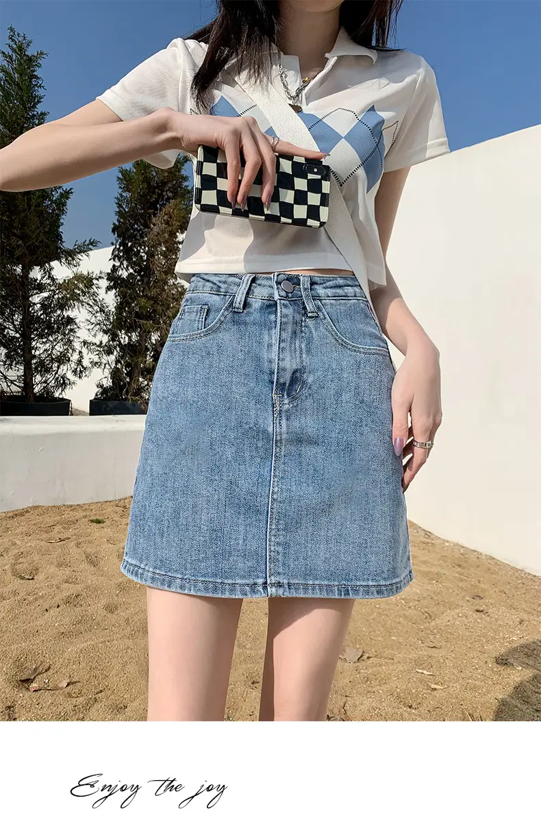 New Summer Korean Style Denim Skirt High Waist Short Hip Skirt — feature 6
