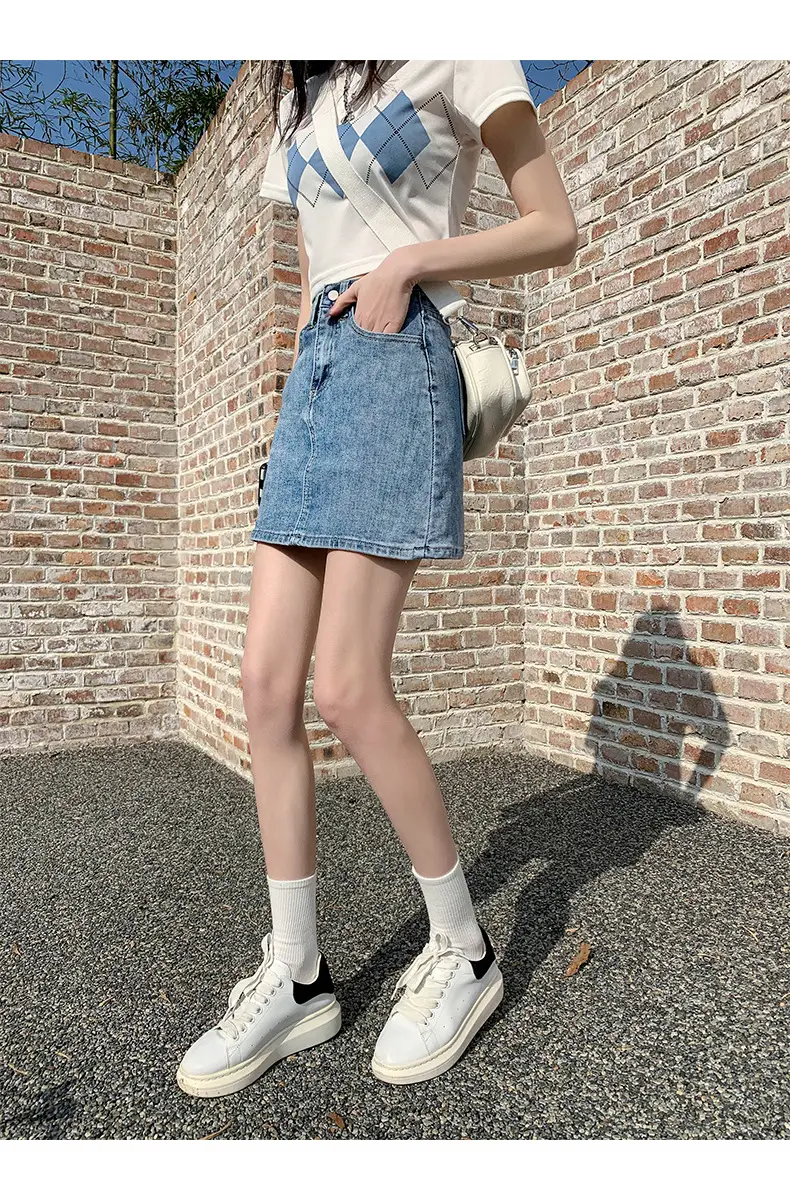 New Summer Korean Style Denim Skirt High Waist Short Hip Skirt — feature 9