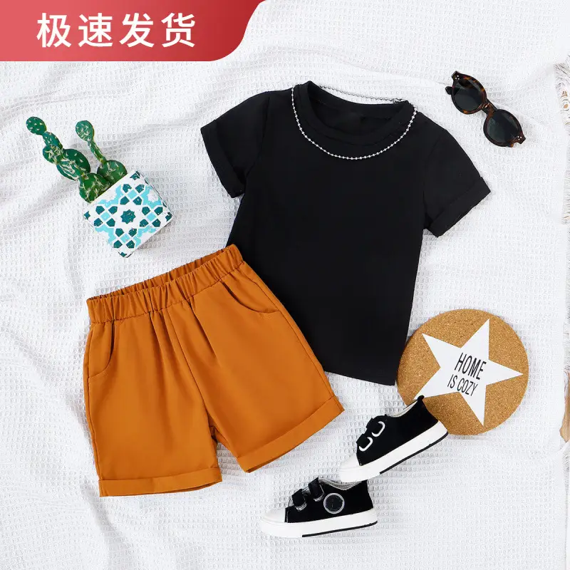 Baopin Boys Shorts Solid Orange Spring Summer - Image 2