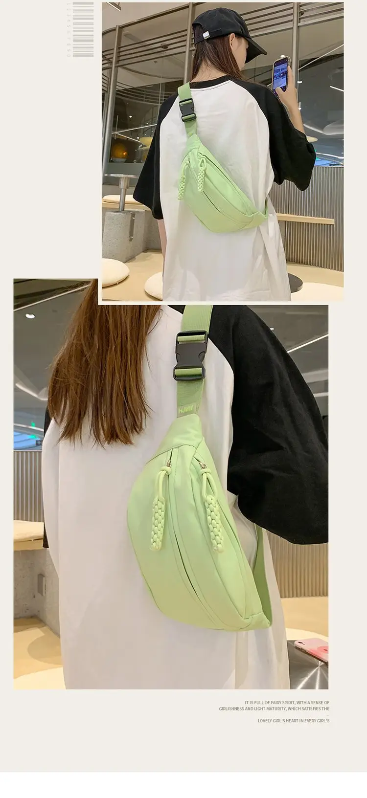 Green Japanese Style Boys Chest Bag Satchel Travel Shoulder — feature 12