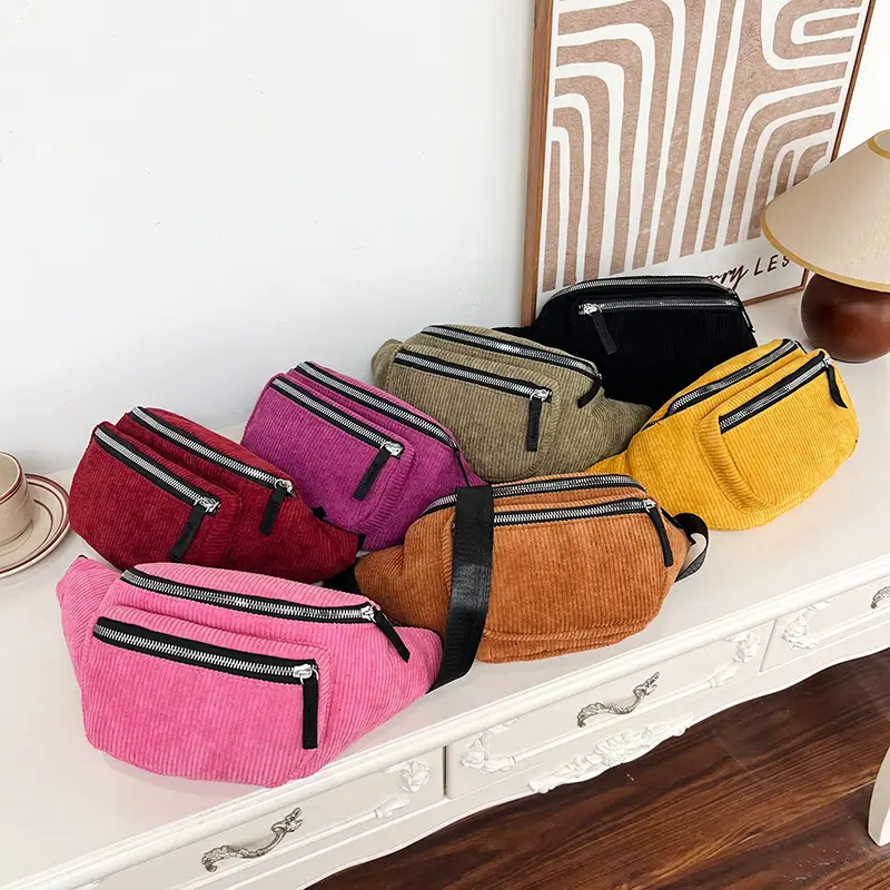 Trendy Crossbody Bag for Women Yellow Zippered Waist Bag