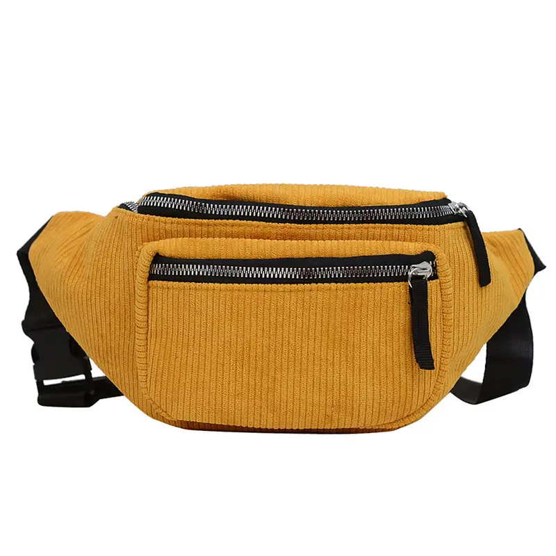 Trendy Crossbody Bag for Women Yellow Zippered Waist Bag