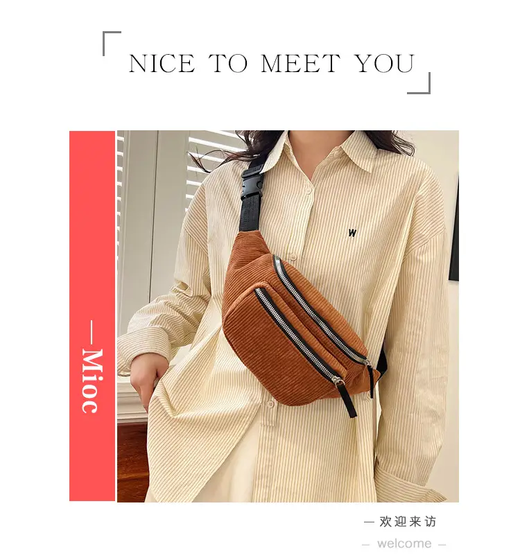 Trendy Crossbody Bag for Women Yellow Zippered Waist Bag — feature 1