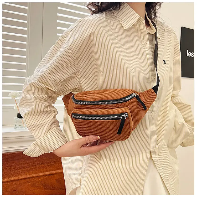Trendy Crossbody Bag for Women Yellow Zippered Waist Bag — feature 12