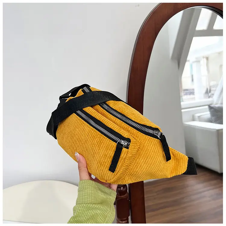Trendy Crossbody Bag for Women Yellow Zippered Waist Bag — feature 19