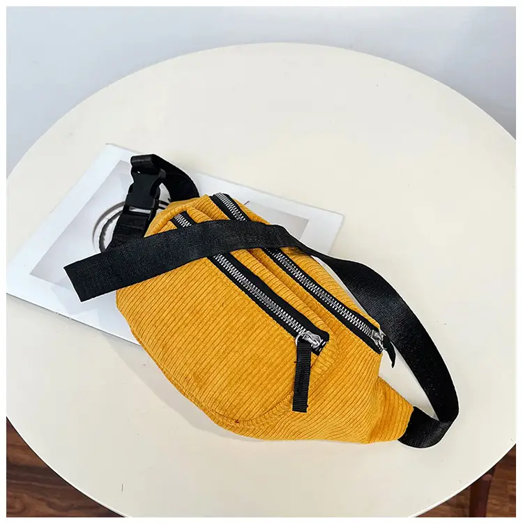 Trendy Crossbody Bag for Women Yellow Zippered Waist Bag — feature 20